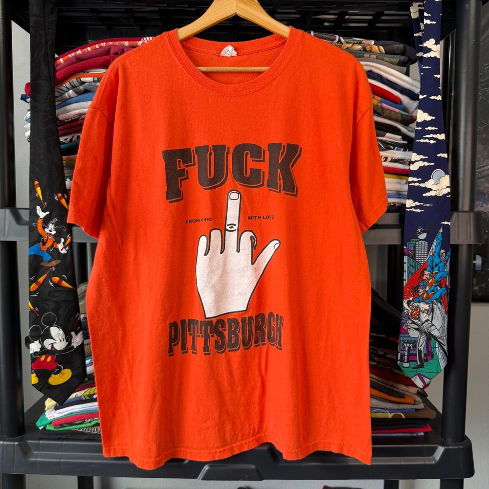 Y2K Orange Cleveland Ohio Football Rivalry Graphic Tee XL